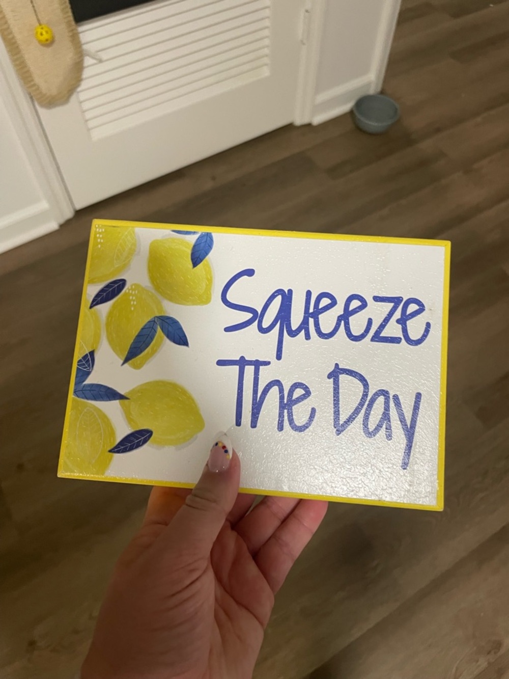 Squeeze The Day Wall Sign - Yellow & Blue